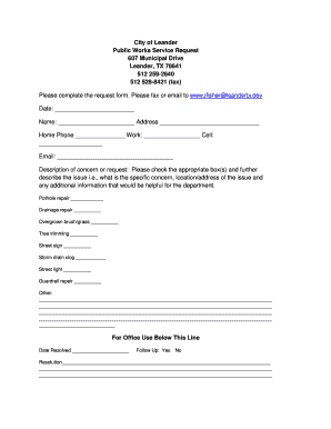 City of Leander Public Works Service Request