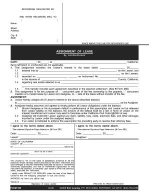 California Assignment of Lease