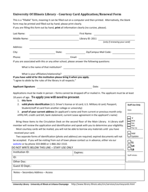 University of Illinois Library Courtesy Card Application