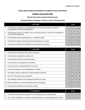 Feedback Form Page 1 TCBG & NCSA HANDS-ON WORKSHOP IN ... - ks uiuc