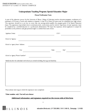 Special Education Experience Verification Form