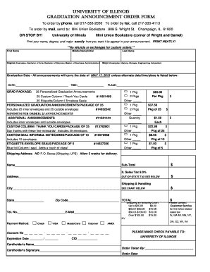 University of Illinois Graduation Announcement Order Form