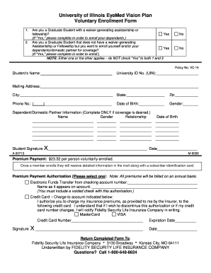University of Illinois EyeMed Vision Plan Enrollment Form