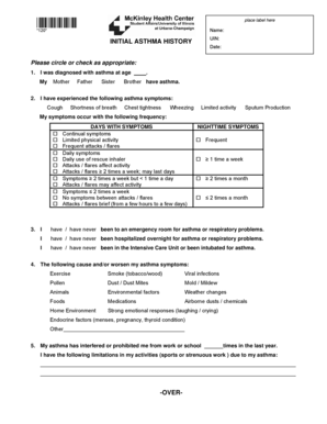 Initial Asthma History Form