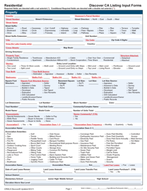 California Residential Listing Input Form