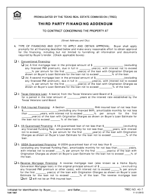 Texas Third Party Financing Addendum