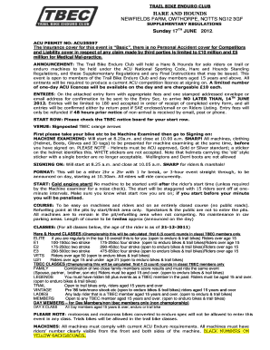 TRAIL BIKE ENDURO CLUB HARE AND HOUNDS NEWFIELDS FARM, OWTHORPE, NOTTS NG12 3GF SUPPLEMENTARY REGULATIONS Sunday 17TH JUNE 2012