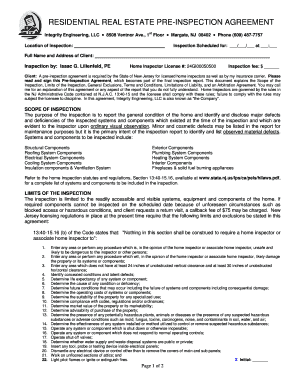 Residential Real Estate Pre-Inspection Agreement