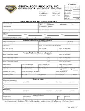 Geneva Rock Products Credit Application