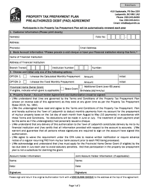 Property Tax Prepayment Plan Agreement