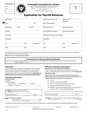 Orthopedic Foundation for Animals Thyroid Database Application