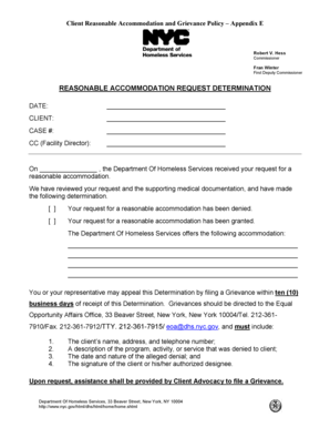 Reasonable Accommodation Request Determination