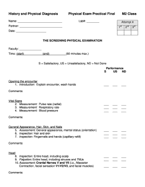 Medical Student Physical Exam Checklist
