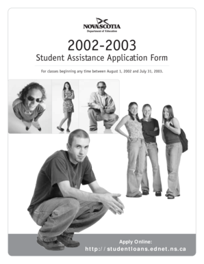 2002-2003 Student Assistance Application Form