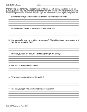 CAS Self Evaluation Form