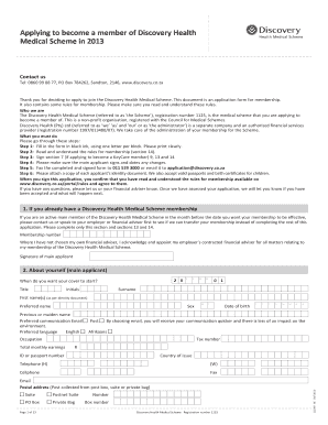 Discovery Health Medical Scheme Application Form