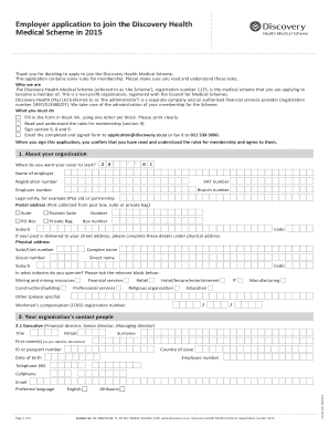 Discovery Health Medical Scheme Employer Application