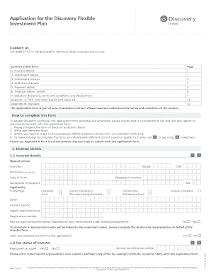 Discovery Flexible Investment Plan Application Form