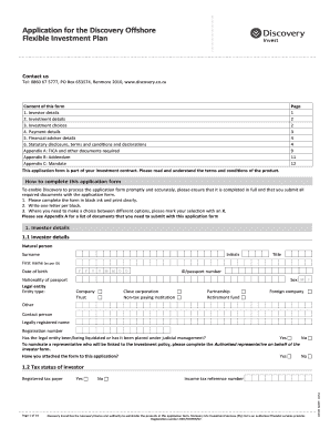 Discovery Offshore Flexible Investment Plan Application