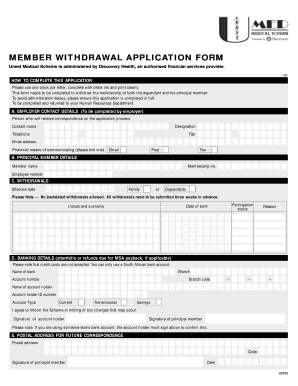 Member Withdrawal Application Form