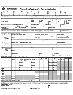 FAA Form 8710-1 Airman Certificate Application