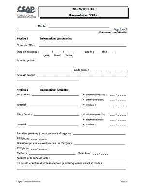 Form 225a Student Registration