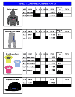 Fillable Online Epec clothing order form - Eastern Passage Education ...