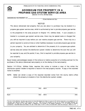 Texas Propane Gas System Service Area Addendum