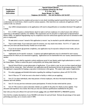 Special School District Employment Application