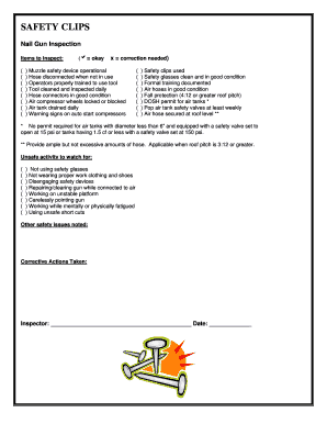 Nail Gun Safety Inspection and Training Form