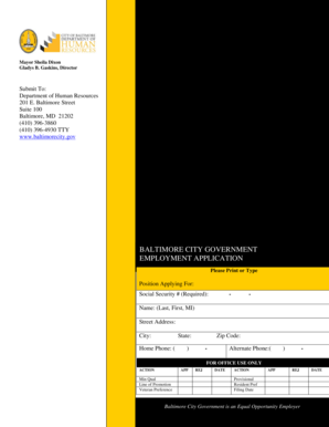 Baltimore City Government Employment Application