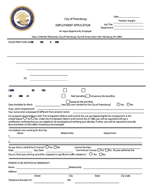 City of Petersburg Employment Application