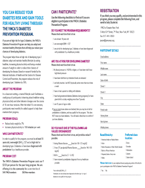 YMCA Diabetes Prevention Program Registration Form