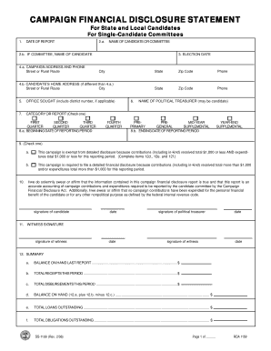 Campaign Financial Disclosure Statement