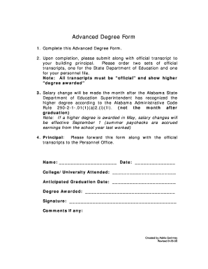 Advanced Degree Form