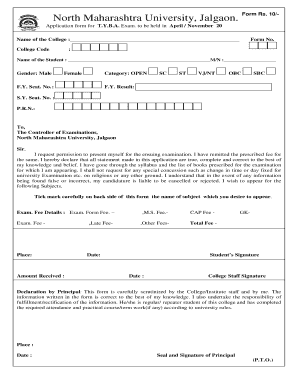 T.Y.B.A. Exam Application Form