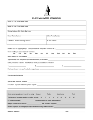 On-Site Volunteer Application