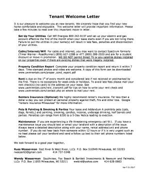 tenant welcome letter fill online printable fillable blank new tenant welcome letter