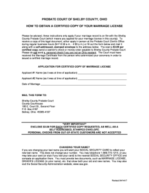Ohio Marriage License Copy Request Form