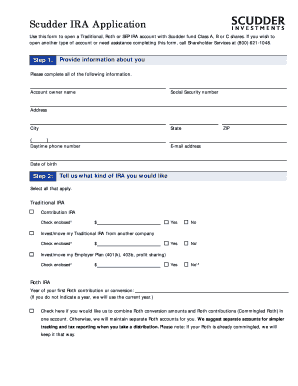 Scudder IRA Application Form