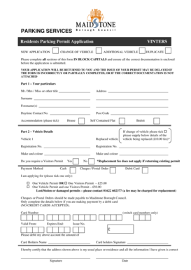 Residents Parking Permit Application