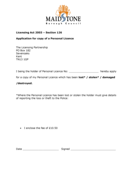 Application for Copy of Personal Licence