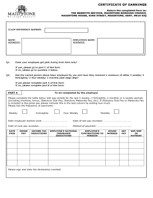 Certificate of Earnings