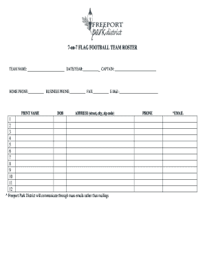 7-on-7 Flag Football Team Roster and Waiver