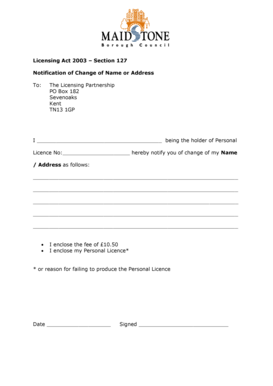 Licensing Act 2003 – Section 127 Notification