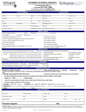 Statement of Medical Necessity for RSV Prophylaxis