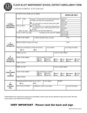 Texas Student Registration Form