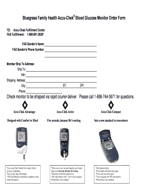 Bluegrass Family Health Accu-Chek Blood Glucose Monitor Order Form