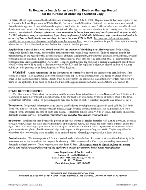 Iowa Vital Record Application Form