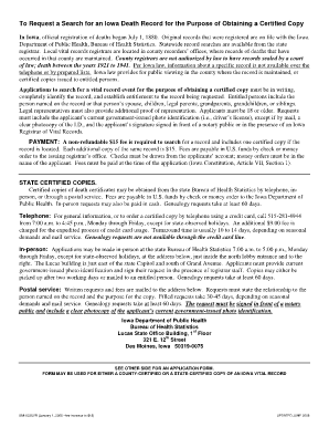 Iowa Death Record Application